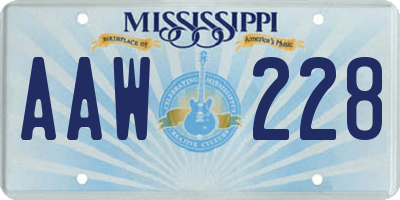 MS license plate AAW228