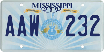 MS license plate AAW232