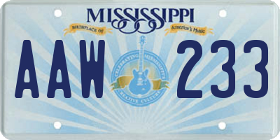 MS license plate AAW233