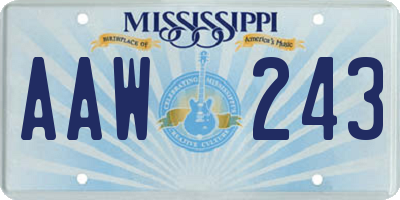 MS license plate AAW243