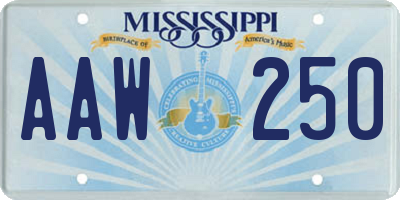 MS license plate AAW250