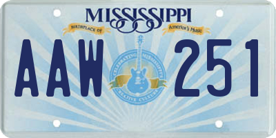 MS license plate AAW251