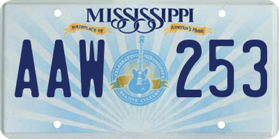 MS license plate AAW253