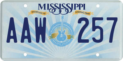 MS license plate AAW257