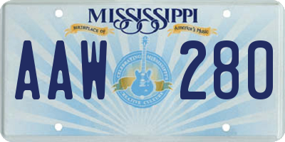 MS license plate AAW280