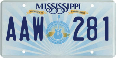 MS license plate AAW281