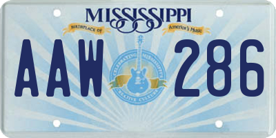 MS license plate AAW286