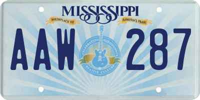 MS license plate AAW287
