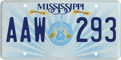 MS license plate AAW293