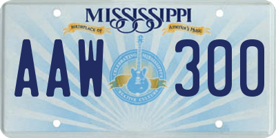 MS license plate AAW300