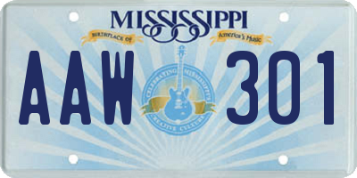 MS license plate AAW301