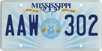 MS license plate AAW302