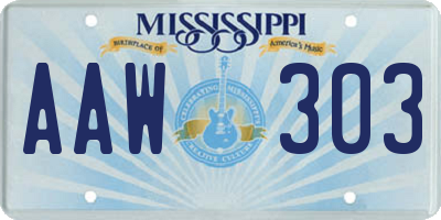 MS license plate AAW303