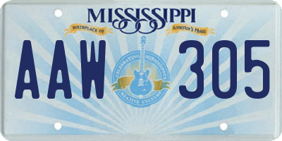 MS license plate AAW305