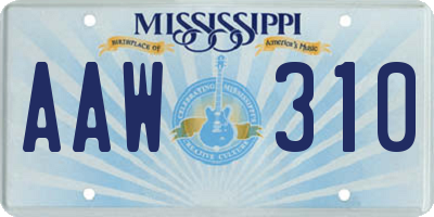 MS license plate AAW310