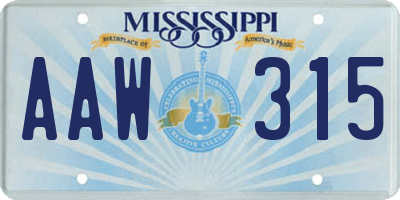 MS license plate AAW315