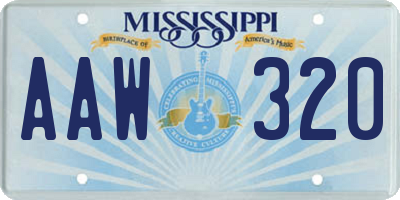 MS license plate AAW320