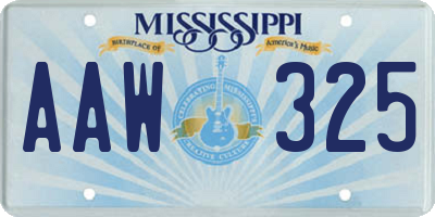 MS license plate AAW325