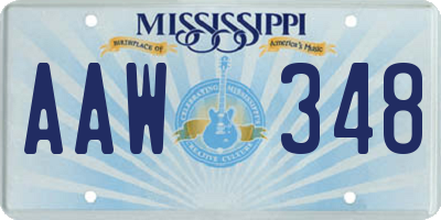 MS license plate AAW348