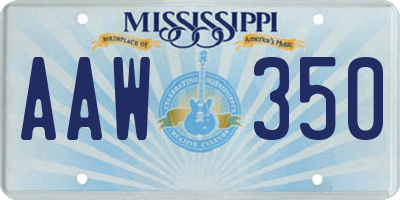 MS license plate AAW350