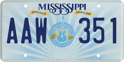 MS license plate AAW351