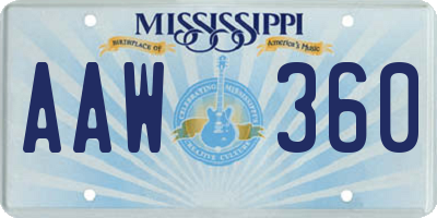 MS license plate AAW360