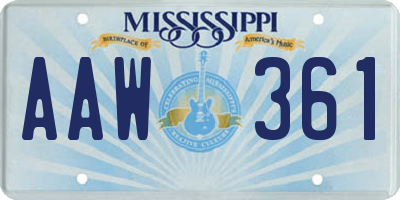 MS license plate AAW361