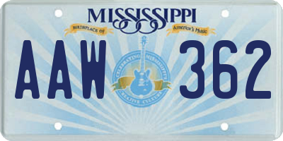 MS license plate AAW362