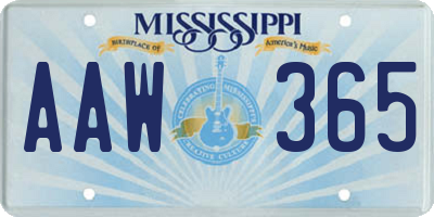 MS license plate AAW365