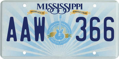 MS license plate AAW366