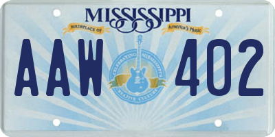 MS license plate AAW402