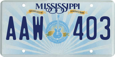 MS license plate AAW403