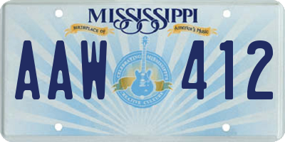 MS license plate AAW412