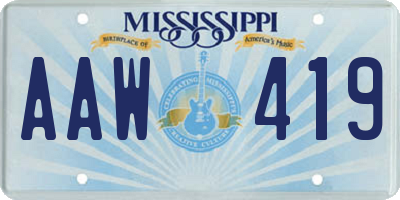 MS license plate AAW419