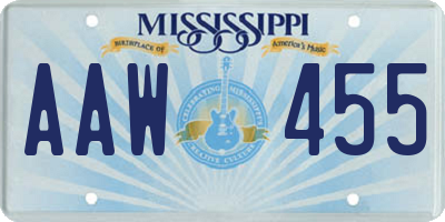 MS license plate AAW455