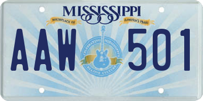 MS license plate AAW501