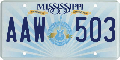 MS license plate AAW503