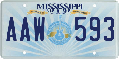 MS license plate AAW593