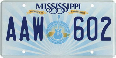 MS license plate AAW602