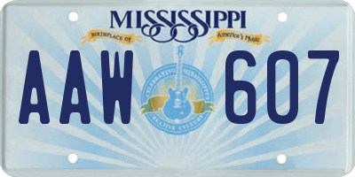 MS license plate AAW607