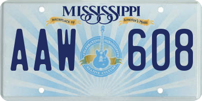 MS license plate AAW608