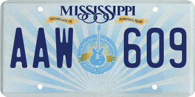 MS license plate AAW609