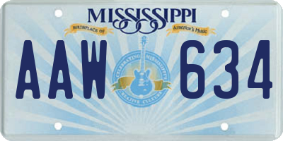 MS license plate AAW634