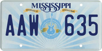 MS license plate AAW635