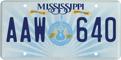 MS license plate AAW640