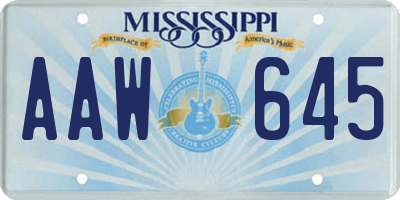 MS license plate AAW645