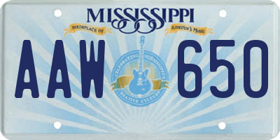 MS license plate AAW650