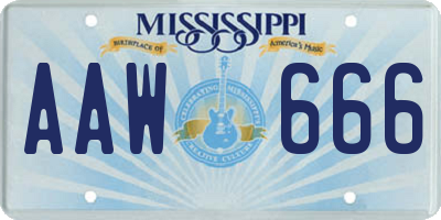 MS license plate AAW666