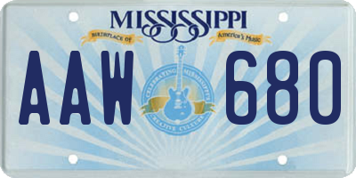 MS license plate AAW680