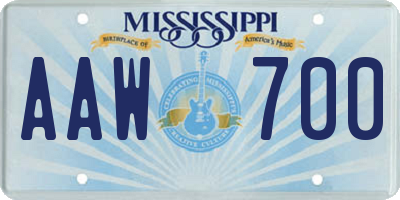 MS license plate AAW700